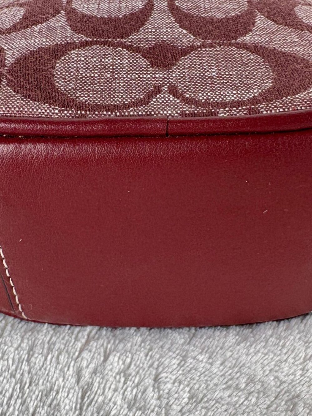 Coach Eva Phone Crossbody in Signature Chambray and Leather in Wine with Charm - Picture 4 of 16
